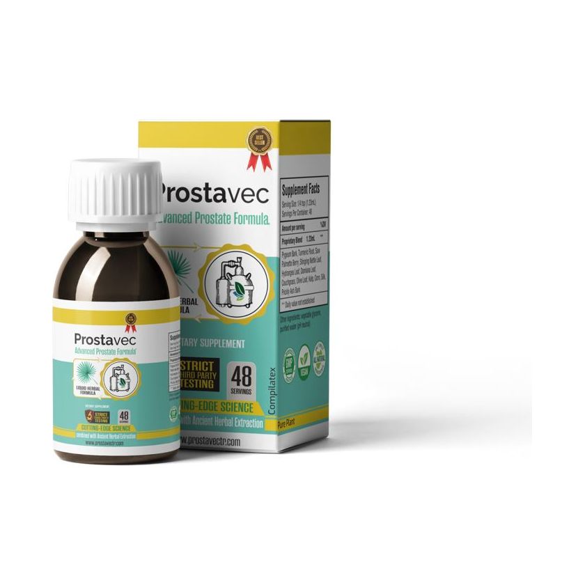 عبوة Prostavec السائلة مع علبتها الصفراء والخضراء